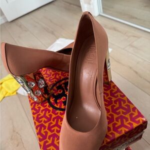Tory Burch Satin Embellished Pumps